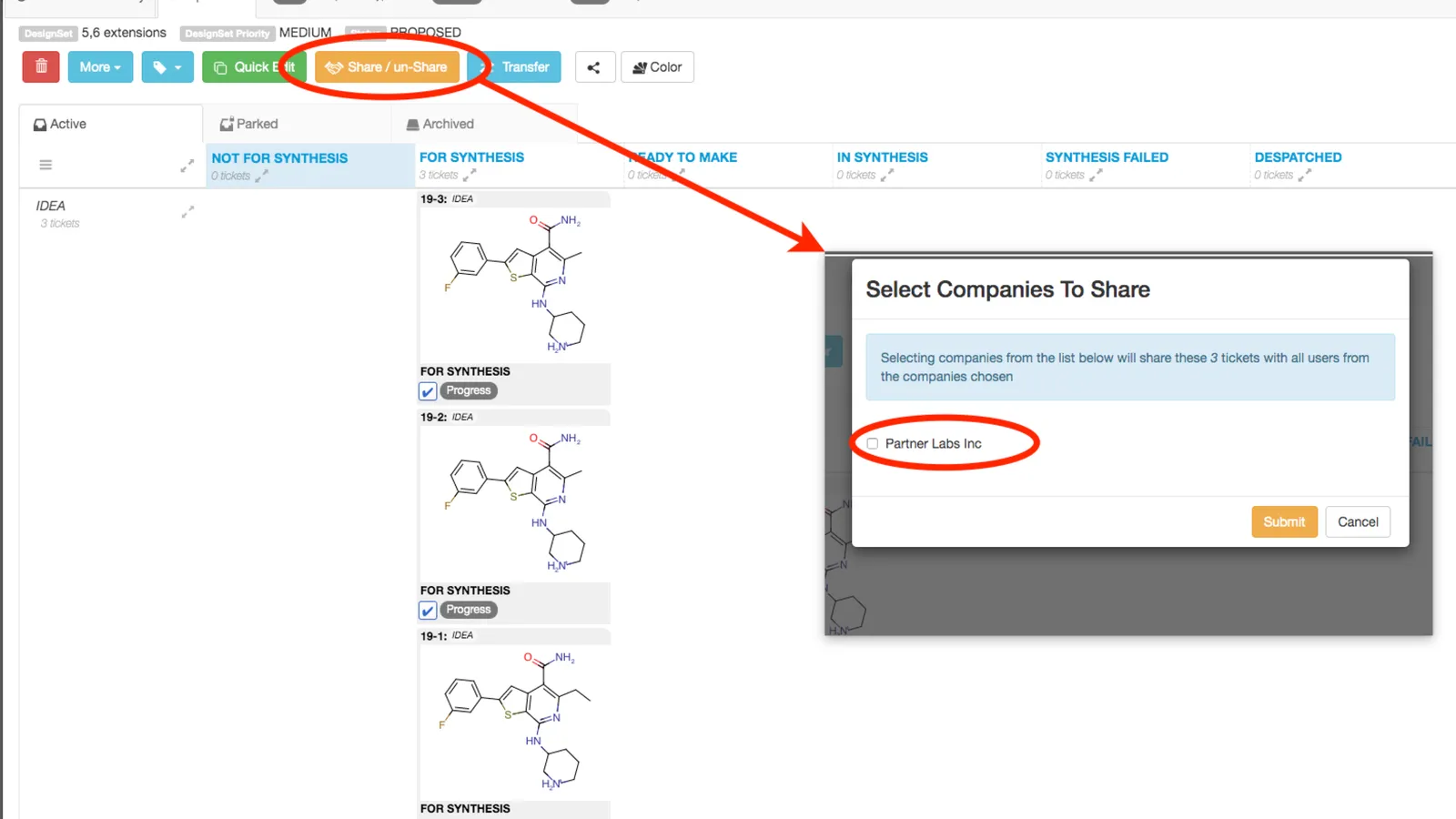 Share compounds selectively with partner organizations with Torx