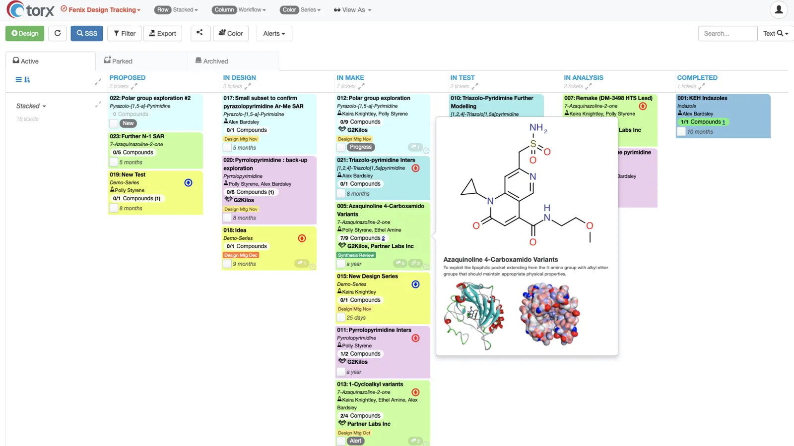 Capture all designs compounds and track their progress within the discovery cycle in real time