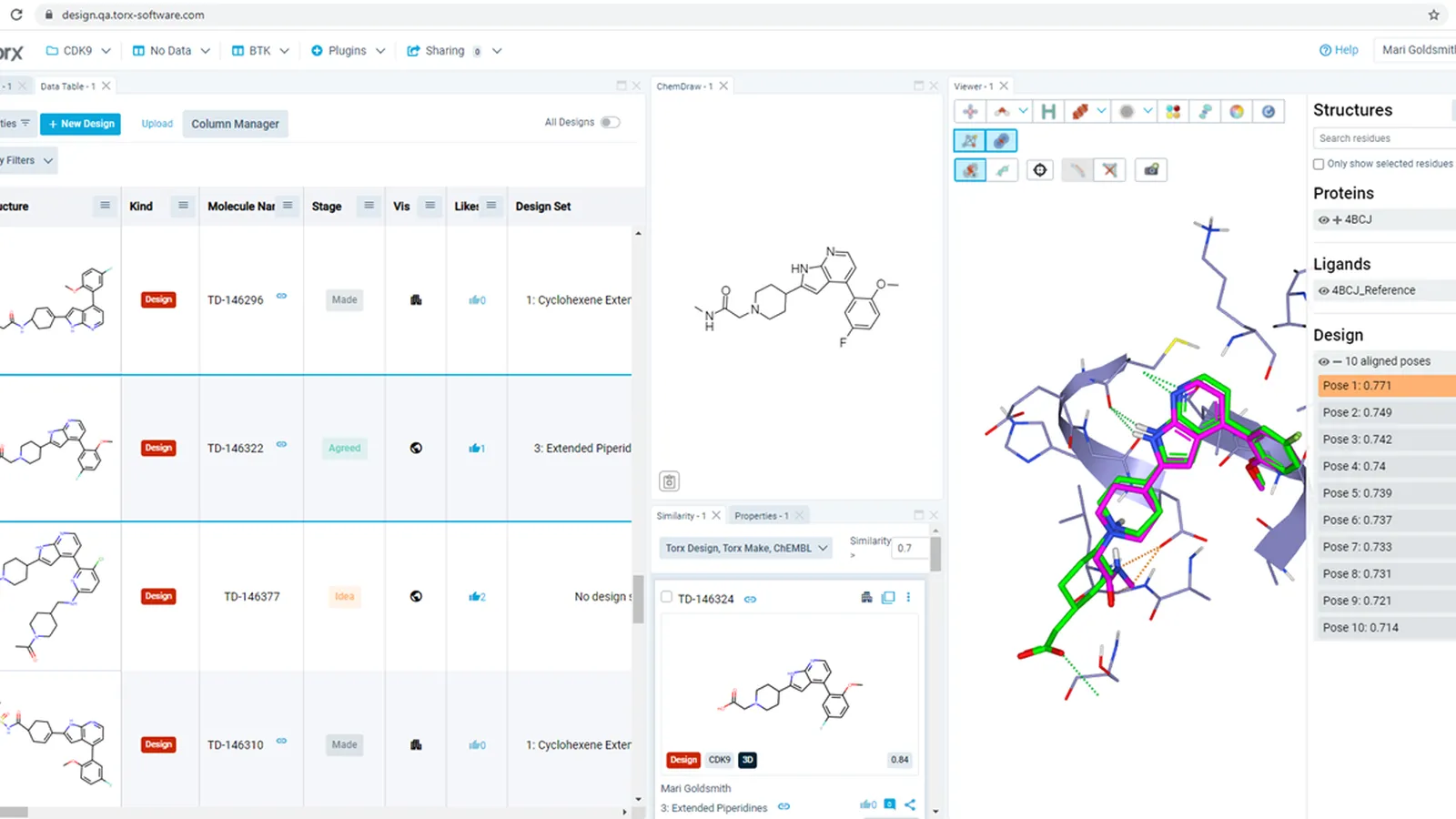 Gain a 3D view of every compound using the in-built docking and alignment tools