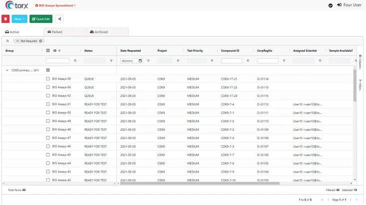 View and manage the status of all test requests including priority and assigned scientist