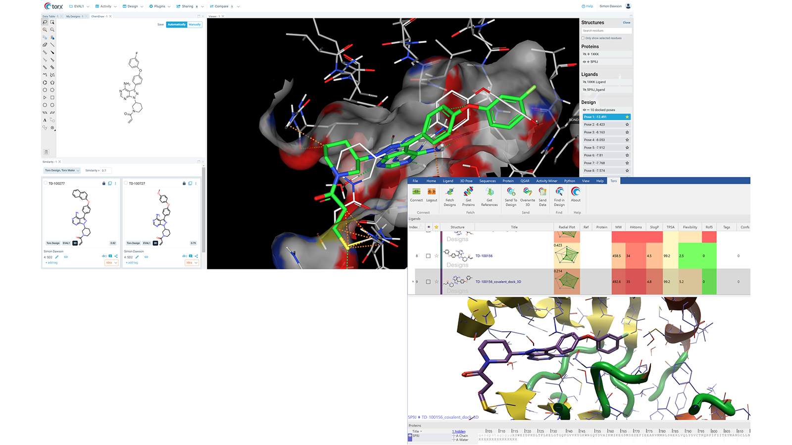 Covalent docking in Torx and sharing results seamlessly to Flare