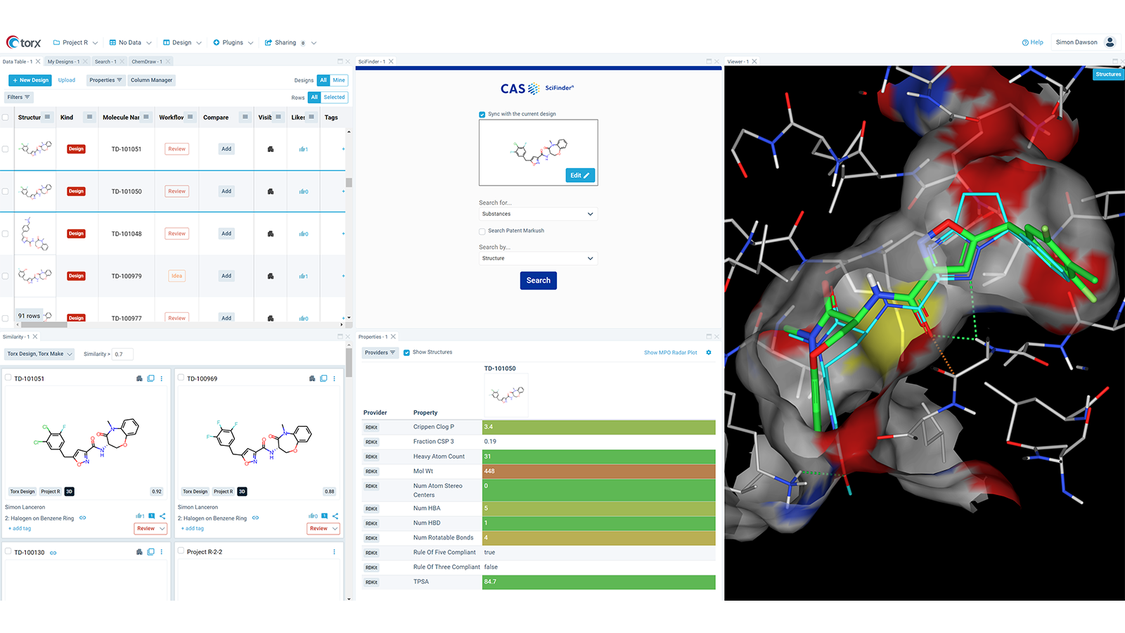 Figure 1: Performing CAS SciFindern searches against designs from within Torx.