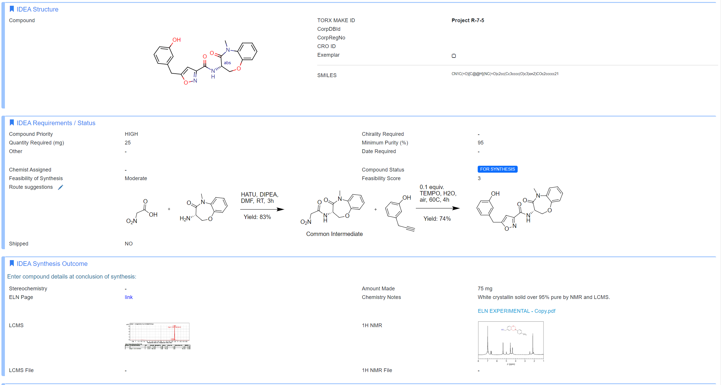 Figure 4. Capture structures, chemical properties and synthesis information in a single, central location in Torx Make